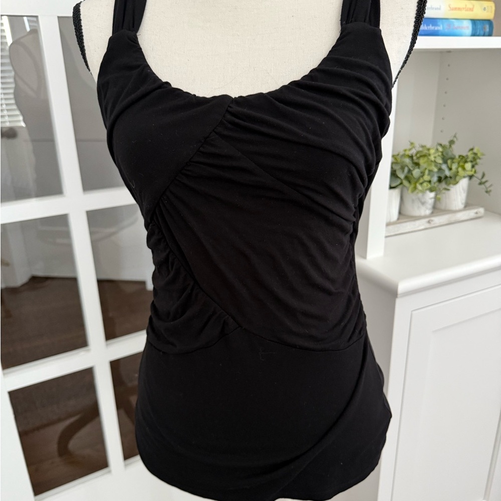 Etcetera Black Ruched Tank Top